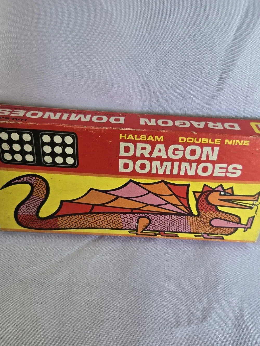 Vintage Halsam Double Nine Dragon Dominoes No. 920 55 Pieces Original Box